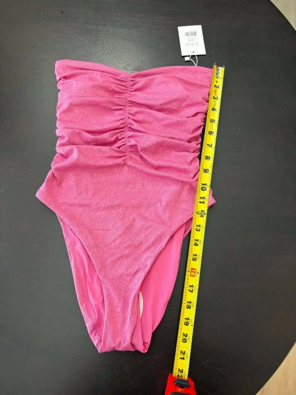 NEW Andie Pana One-Piece Strapless Ruched Pink Sparkly Swimsuit Small Beach